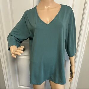 Gilmour Vancouver | Teal V-Neck 3/4 sleeves Blouse